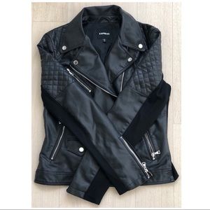 EXPRESS - Faux Leather Quilted Moto Jacket